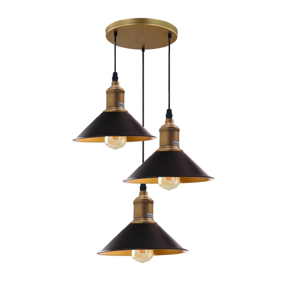 Three Outlet Black Pendant Light 3 Lights Modern Drop Hanging Light~1508-4