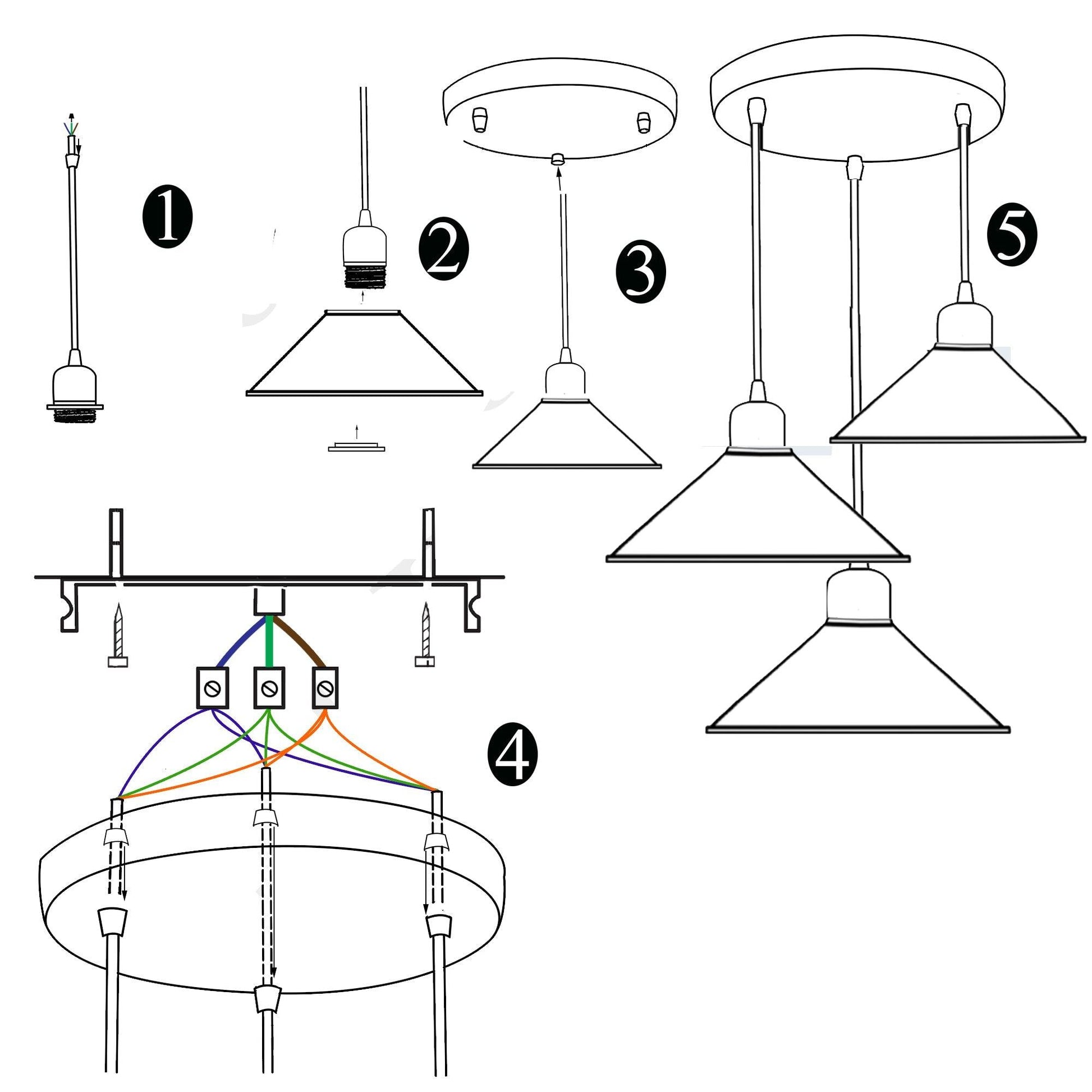 Three Outlet Black Pendant Light 3 Lights Modern Drop Hanging Light~1508-7