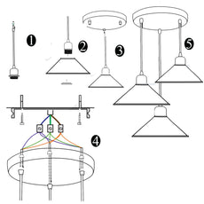 Three Outlet Black Pendant Light 3 Lights Modern Drop Hanging Light~1508-7