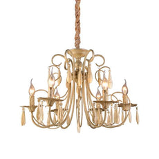 Traditional Gold 6 Arms Crystal Chandelier Adjustable Ceiling Light~4617-1