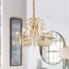 Traditional Gold 6 Arms Crystal Chandelier Adjustable Ceiling Light~4617-2