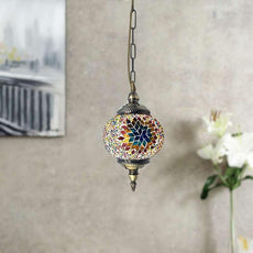 Turkish Mosaic Tiles Glass Pendant Light Fixture Globe Shape~4910-3