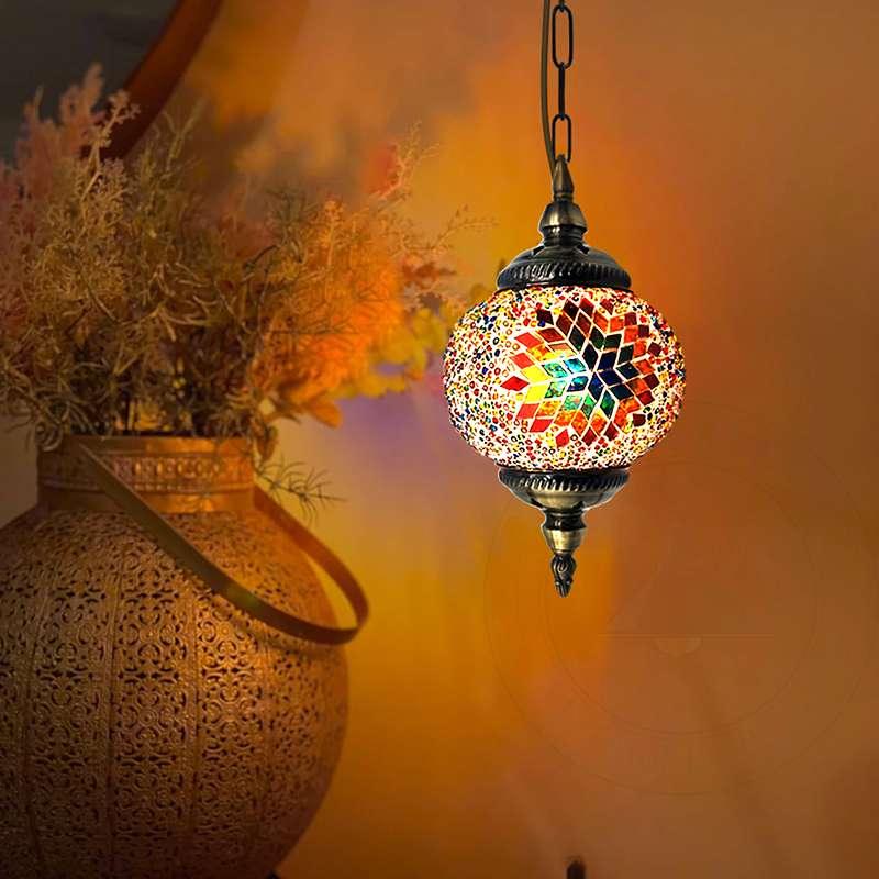 Turkish Mosaic Tiles Glass Pendant Light Fixture Globe Shape~4910-5