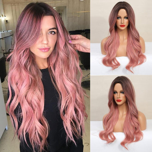 U.SHINE Ombre Brown Mixed Pink Blonde Wig - Puritific