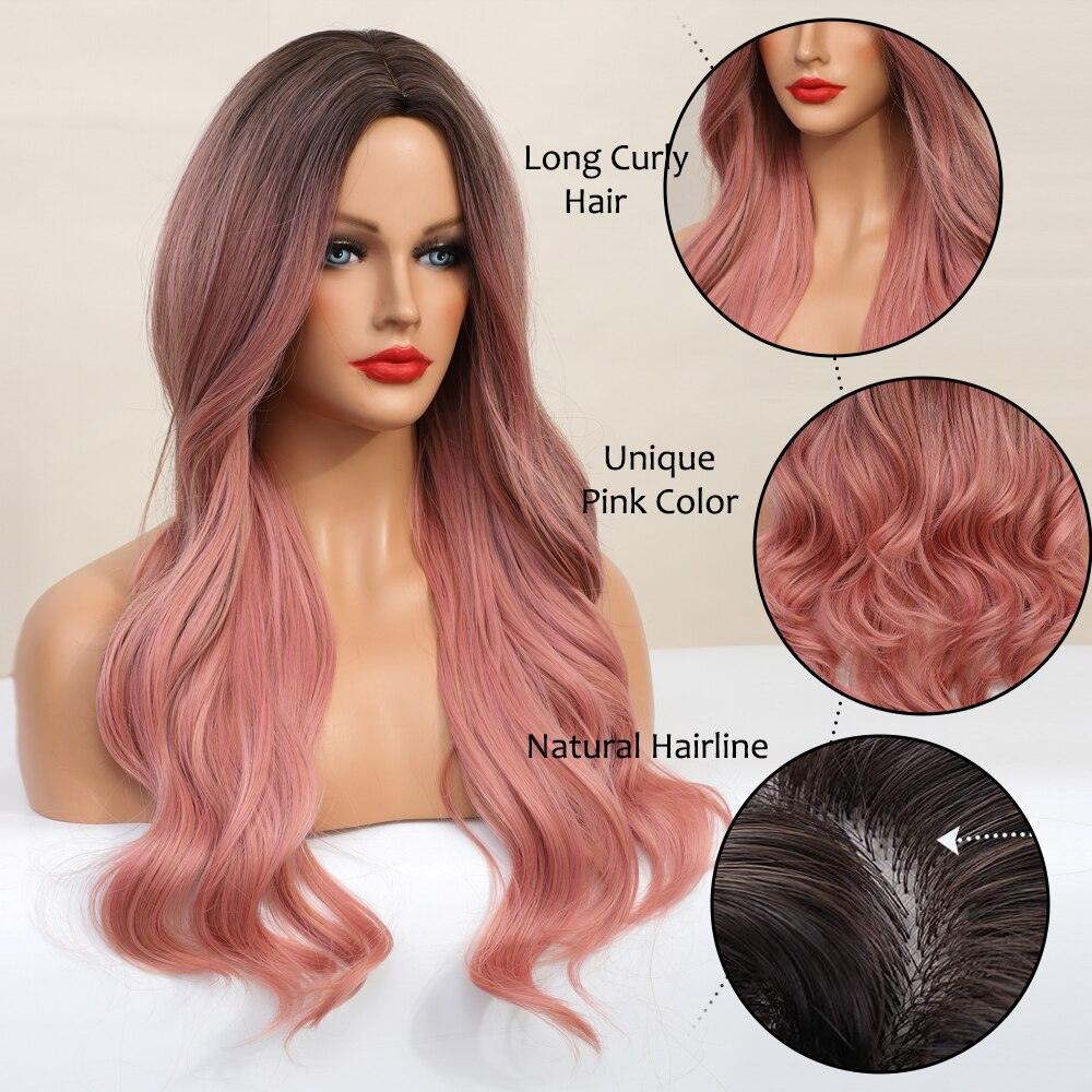 U.SHINE Ombre Brown Mixed Pink Blonde Wig - Puritific