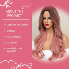 U.SHINE Ombre Brown Mixed Pink Blonde Wig - Puritific