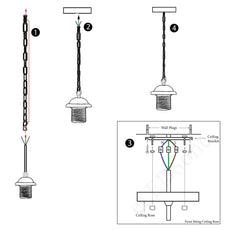 Various colour Metal Ceiling E27 umbrella Lamp Holder Pendant Light With Chain~4037-5