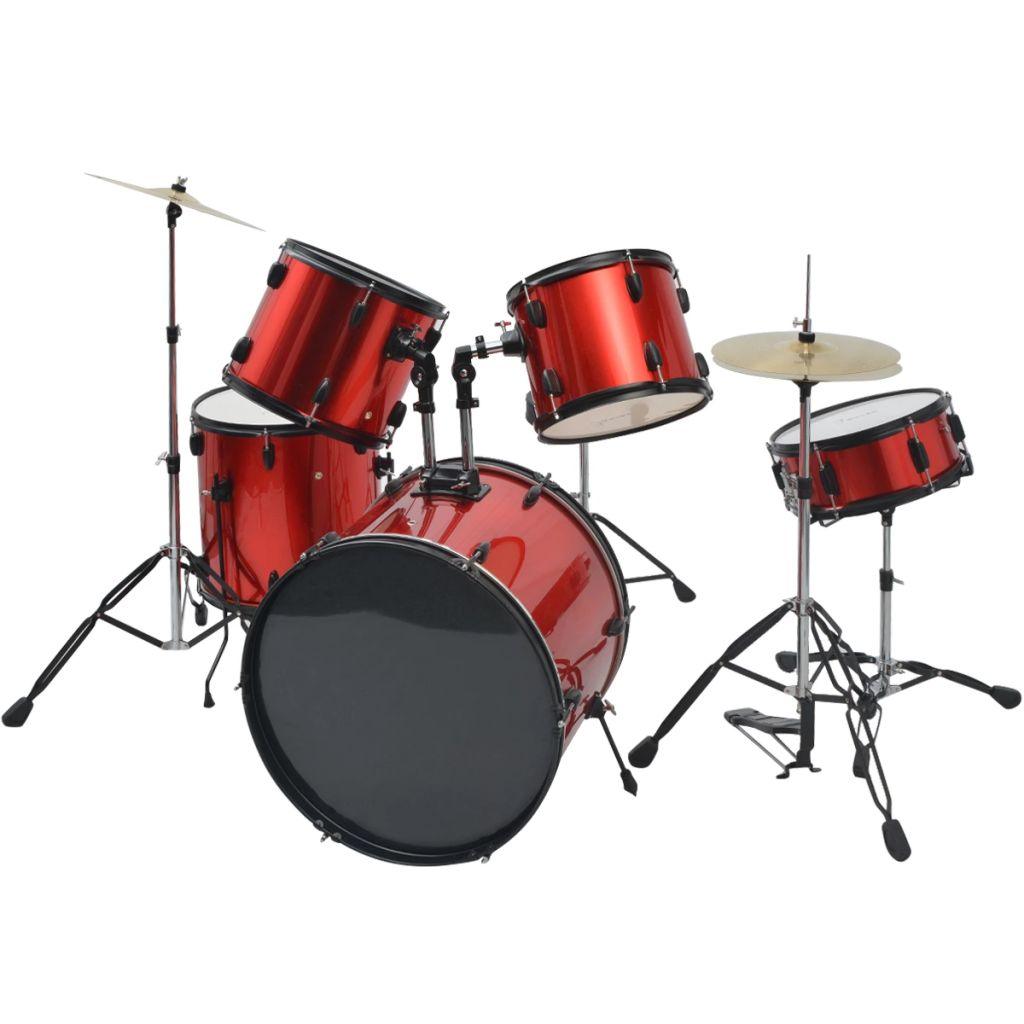 vidaXL Complete Drum Kit Powder-coated Steel Red Adult-0