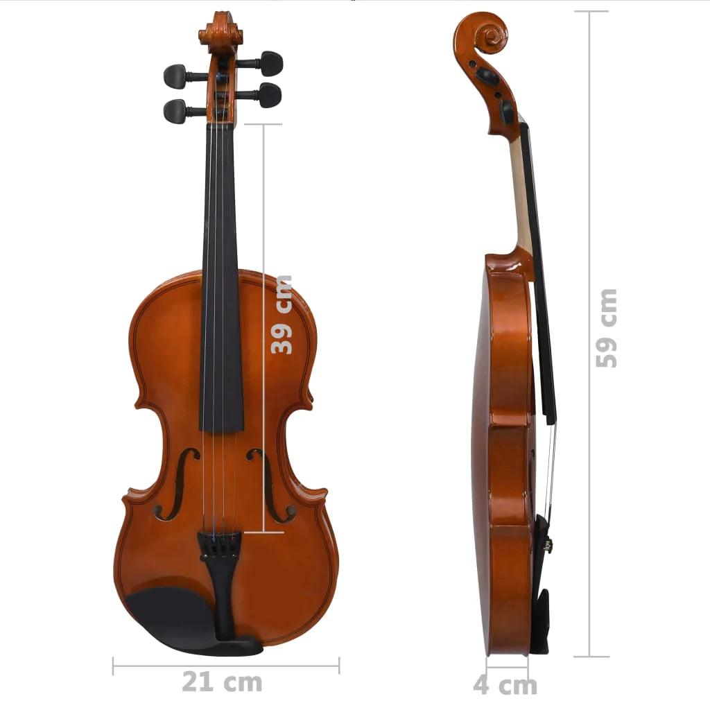 vidaXL Violin Full Set with Bow and Chin Rest 4/4 Music Instrument Black/Brown-10