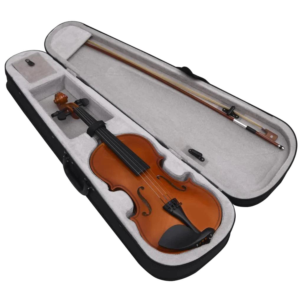 vidaXL Violin Full Set with Bow and Chin Rest 4/4 Music Instrument Black/Brown-11