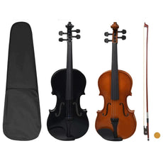 vidaXL Violin Full Set with Bow and Chin Rest 4/4 Music Instrument Black/Brown-1