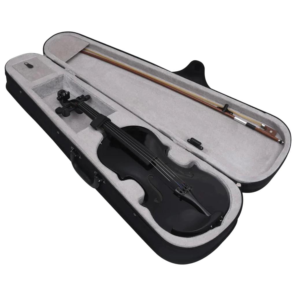 vidaXL Violin Full Set with Bow and Chin Rest 4/4 Music Instrument Black/Brown-2