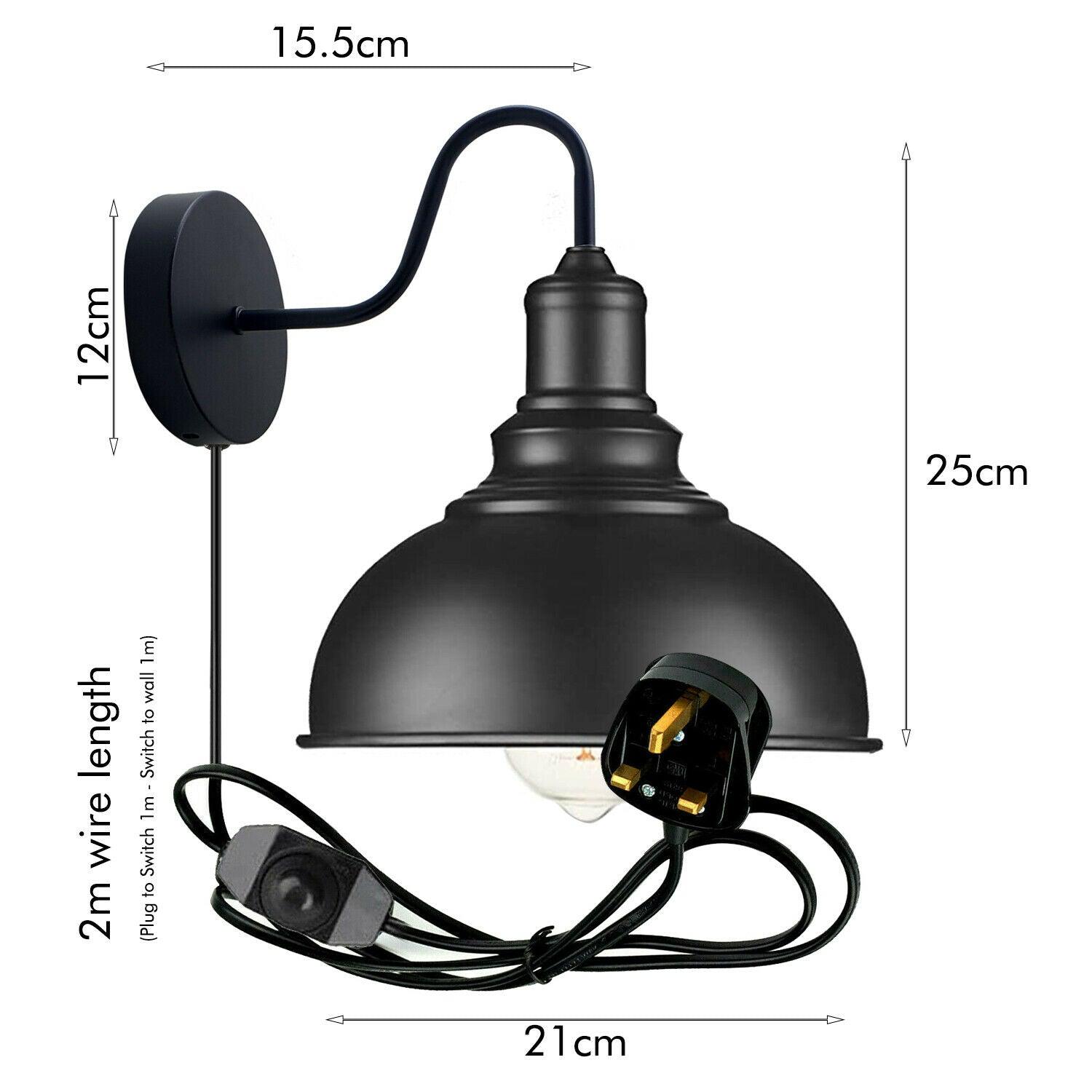 Wall Light Mounted E27 Matte Black Retro Wall Light lamp~1851-1