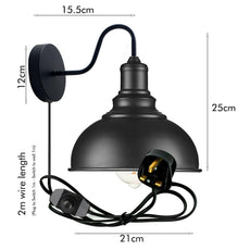 Wall Light Mounted E27 Matte Black Retro Wall Light lamp~1851-1