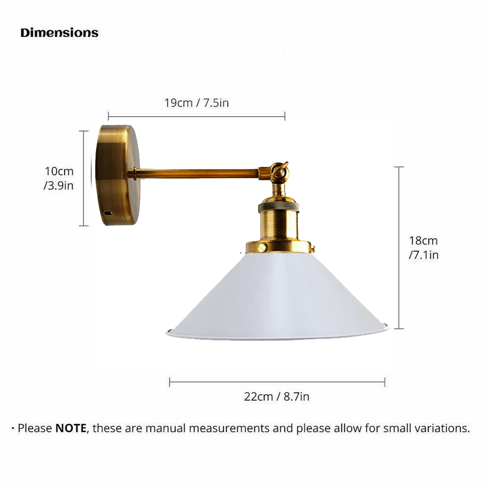 Wall Sconce With Yellow Brass with white Cone Shape Shade ~3512-2