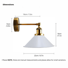 Wall Sconce With Yellow Brass with white Cone Shape Shade ~3512-2