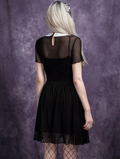 Wednesday Bat-Neck Mesh Dress - Puritific