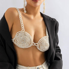 White Beaded Pearl Corset Bra - Puritific