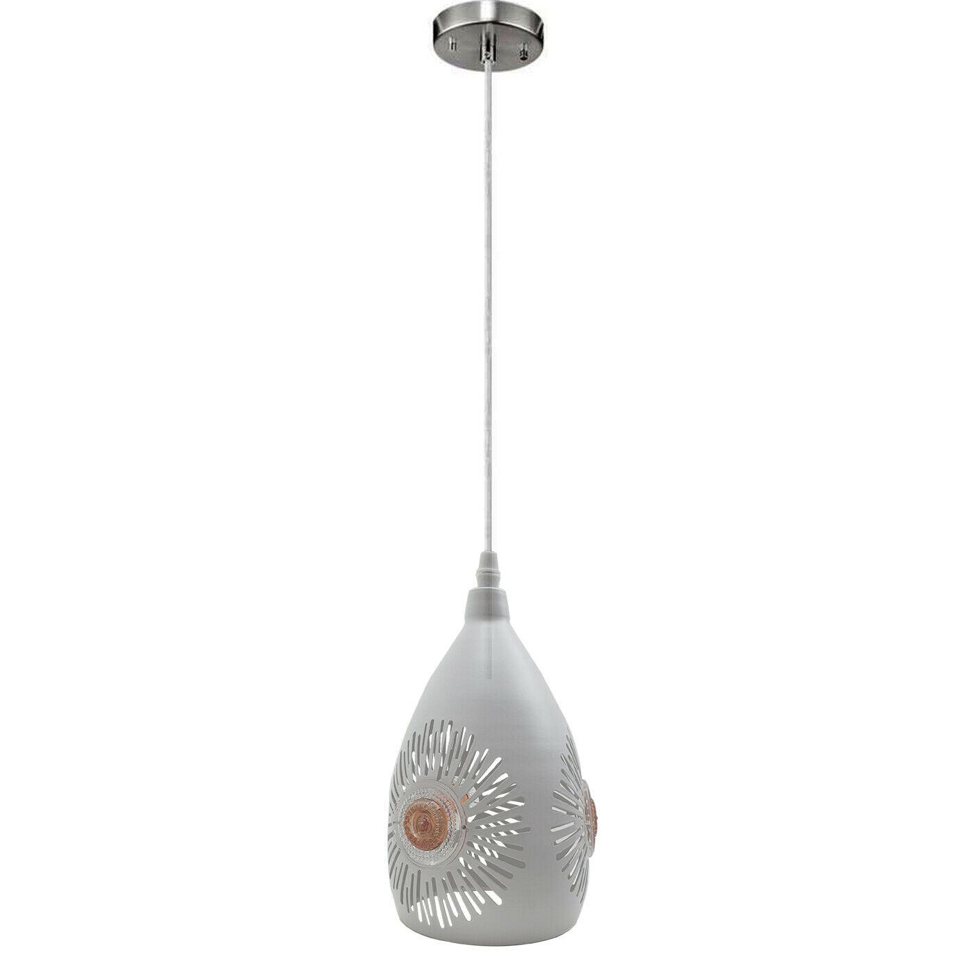 White Pattern Modern Ceiling Pendant Light With Bulb~2547-0