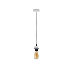 White Pendant Light,Lamp Holder Ceiling Hanging Light,E27 UK Holder PVC Cable.~4204-0