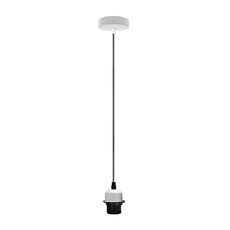 White Pendant Light,Lamp Holder Ceiling Hanging Light,E27 UK Holder PVC Cable.~4204-3