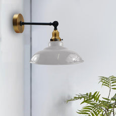 White Shade With Adjustable Curvy Swing Arm Wall Light Fixture Loft Style Industrial Wall Sconce~3463-2