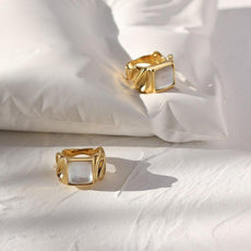 White Shell Square Ring - Puritific