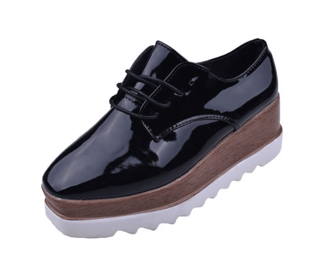 Women Lace-Up Loafers Platforms British Style - Puritific