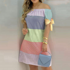 Women Off Shoulder Summer Mini Dress - Puritific