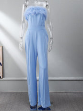 Women Sequined Feather-paneled Jumpsuit - Puritific