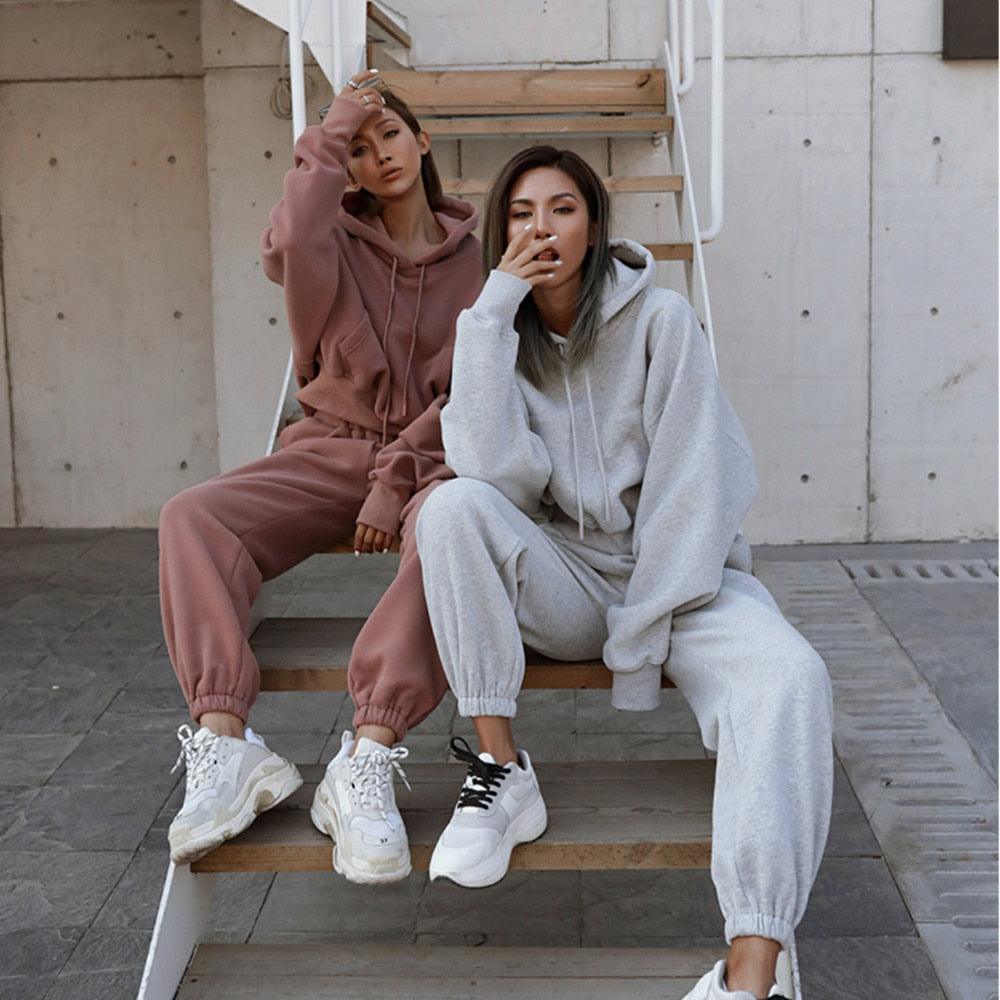 Women Warm Hoodie and Pants Set - Puritific