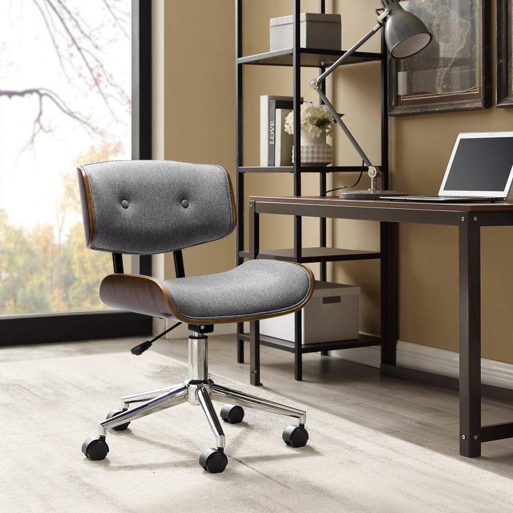 Wooden Fabric Office Chair Grey-0