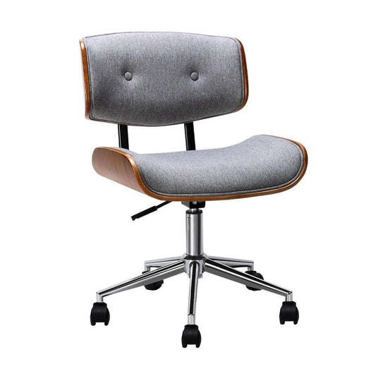 Wooden Fabric Office Chair Grey-1