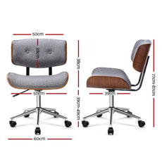 Wooden Fabric Office Chair Grey-2