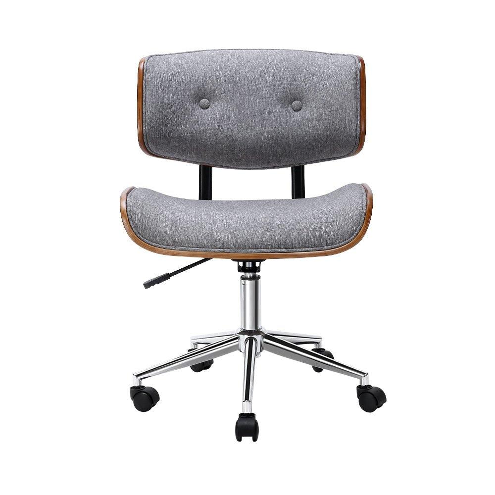 Wooden Fabric Office Chair Grey-3