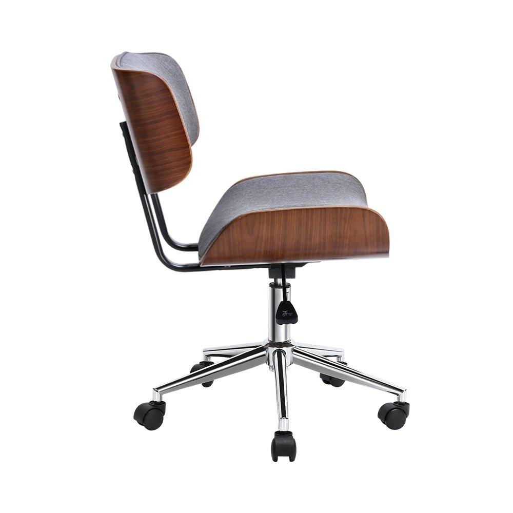 Wooden Fabric Office Chair Grey-4