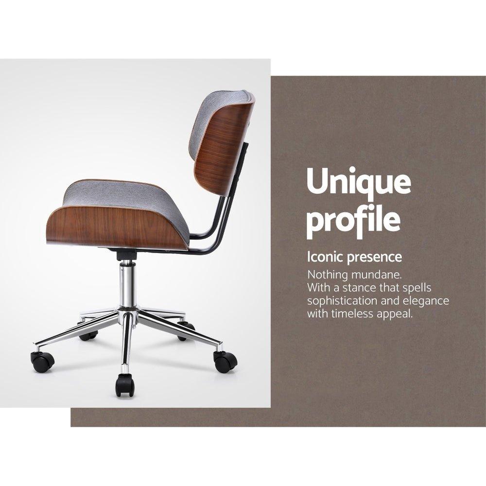 Wooden Fabric Office Chair Grey-7