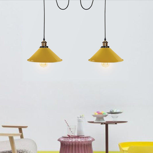 Yellow 2 Way Retro Industrial Ceiling E27 Hanging Lamp Pendant Light~3497-0