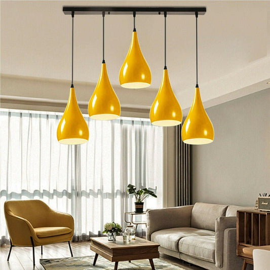 Yellow 5 Outlet Ceiling Light Fixtures Black Hanging Pendant Lighting~1624-0