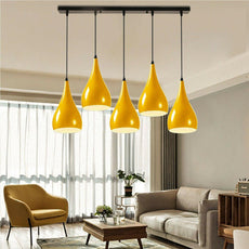 Yellow 5 Outlet Ceiling Light Fixtures Black Hanging Pendant Lighting~1624-2