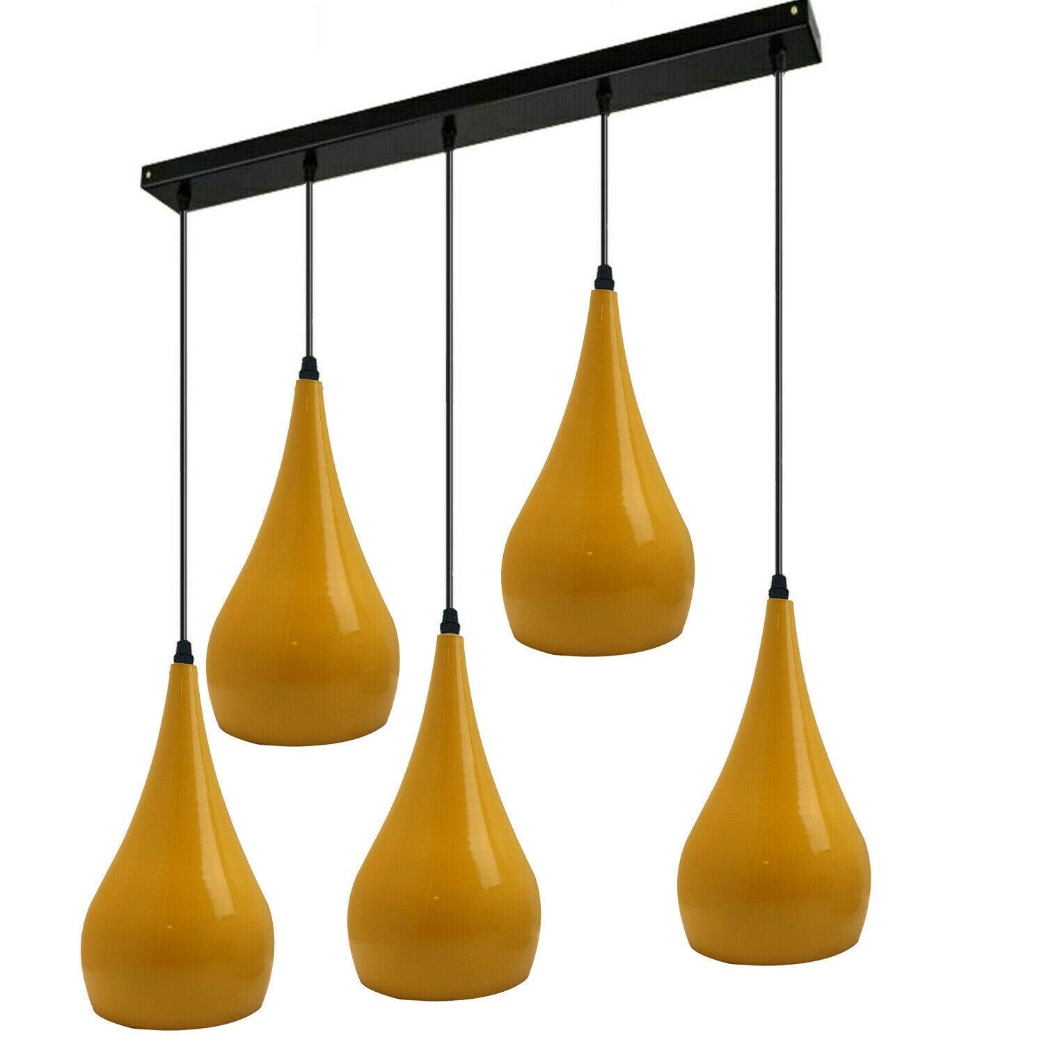 Yellow 5 Outlet Ceiling Light Fixtures Black Hanging Pendant Lighting~1624-3