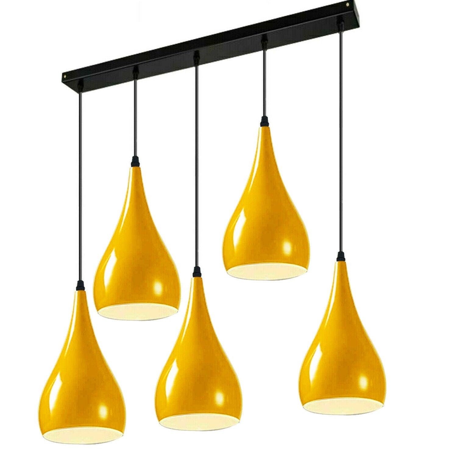 Yellow 5 Outlet Ceiling Light Fixtures Black Hanging Pendant Lighting~1624-5