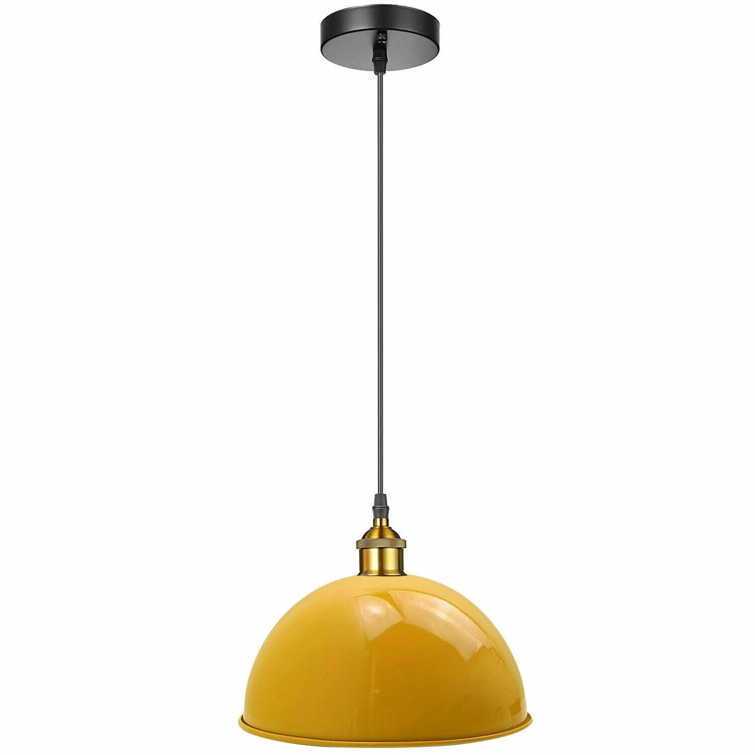 Yellow Retro Pendant Light Industrial Lights 40cm Metal Shade Chandelier~1850-0