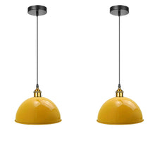 Yellow Retro Pendant Light Industrial Lights 40cm Metal Shade Chandelier~1850-2