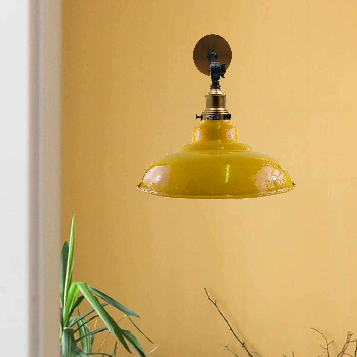 Yellow Shade With Adjustable Curvy Swing Arm Wall Light Fixture Loft Style Industrial Wall Sconce~3467-1