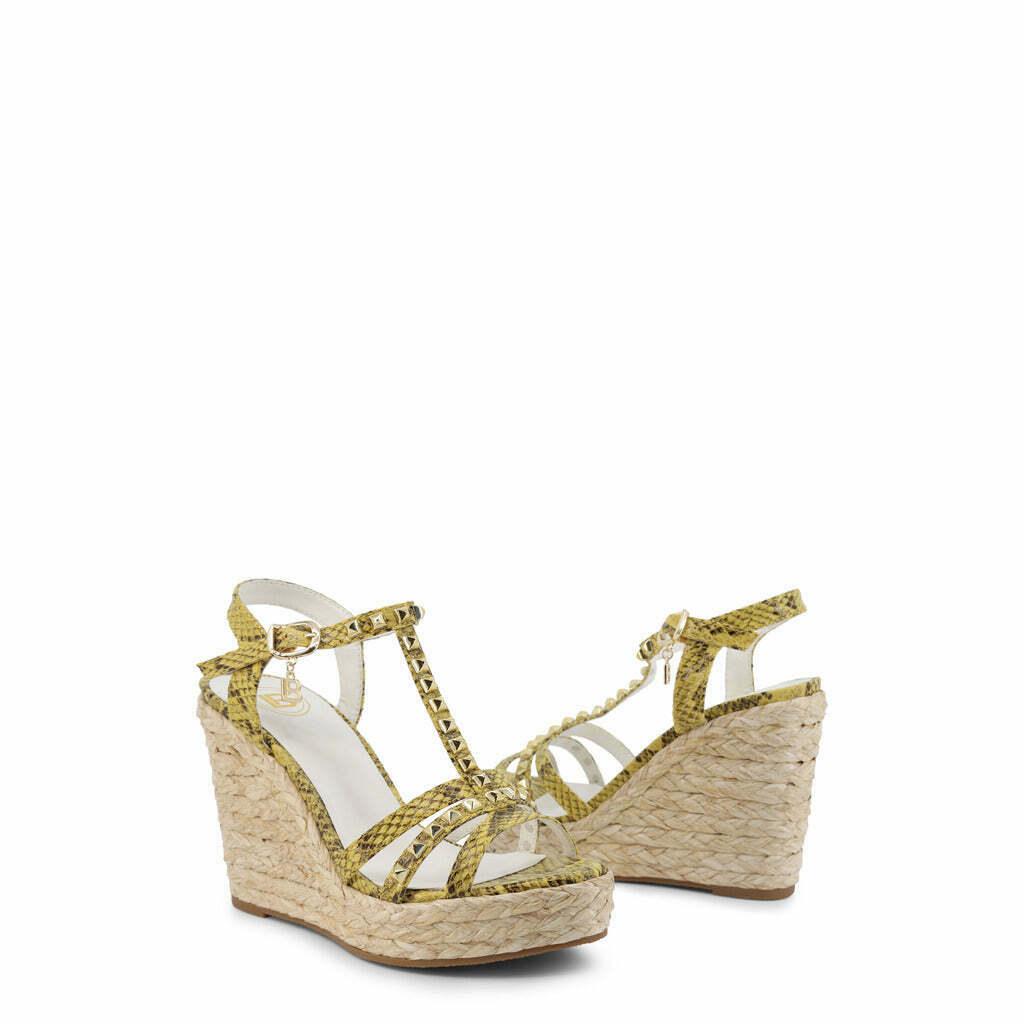 Yellow Snakeskin Wedge Sandals - Puritific